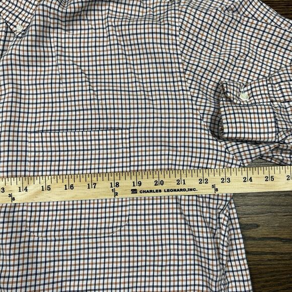 LL Bean Shirt Mens Large Cotton Brown Black Stripe Button up Long Sleeve Classic - Picture 5 of 9